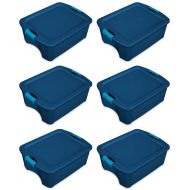 MRT SUPPLY 12 Gallon Latch and Carry Storage Tote, True Blue (6 Pack) with Ebook