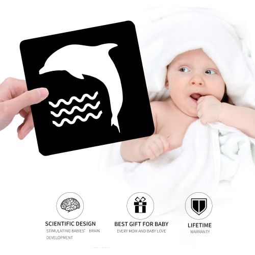 [아마존베스트]MINTLIFE Black White Flash Cards for Babies 20 Cards 40 Pages 8.4 x 8.4 High Contrast Newborn Baby Toys