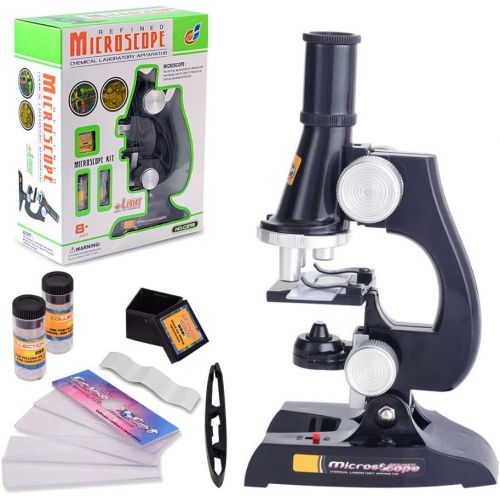  [아마존베스트]FUNRUI Kids Microscope, 450x, 200x, 100x Magnification Children Science Microscope Kit with LED Lights Includes Accessory Toy Set for Beginners Early Education