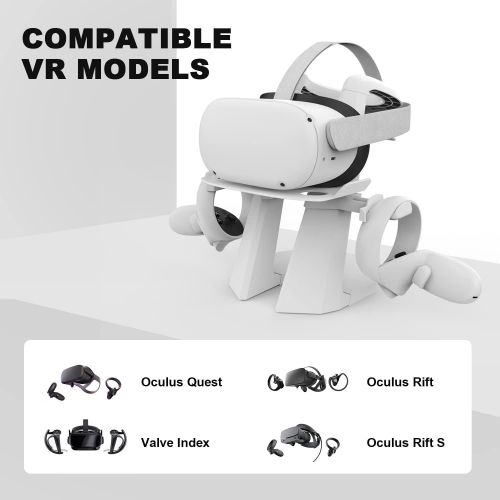  [아마존베스트]AMVR Upgraded Version 2nd VR Stand,More Stable Base Headset Display Holder and Controller Mount Station for Oculus Quest, Rift, Rift S Headset and Touch Controllers (White)
