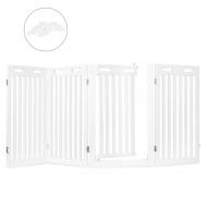 Arf Pets Freestanding Dog Gate with Walk Through Door, 4 Pannel, Expands Up to 80 Wide, 31.5 High - Bonus Set of Foot Supporters Included - White