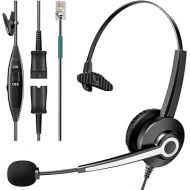 Monaural Corded Telephone Headset, with Noise Canceling Mic + Quick Disconnect for 2465 2564 480 6402D A100 S10 300 301 430 DTU-8 DTU-16 5010 5020 and Other Office Landline Deskphones(W681QRJ)