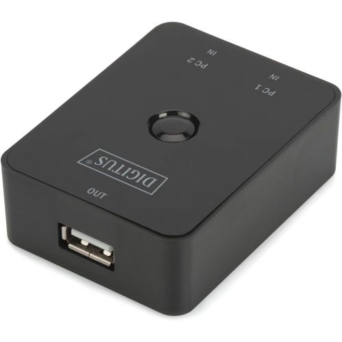  [아마존베스트]DIGITUS USB 2.0 sharing switch - 2 PCs - only 1 device - USB switch at the touch of a button - Win 10 / 8 / 7 - Mac OS - black