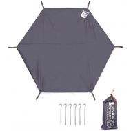 Hikeman Hexagonal Tent Footprint,1-4 Person Ultralight Waterproof Tent Tarp Ground Sheet Mat with 6 Tent Stakes for Camping Hiking Picnic Backpacking (Gray 10 X 8.8)