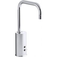 KOHLER K-13474-CP Gooseneck Touchless Ac-Powered Deck-Mount Faucet with Mixer, Polished Chrome