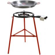 Garcima Tabarca Paella Pan Set with Burner, 20 Inch Carbon Steel Outdoor Pan and Reinforced Legs Imported from Spain (14 Servings)