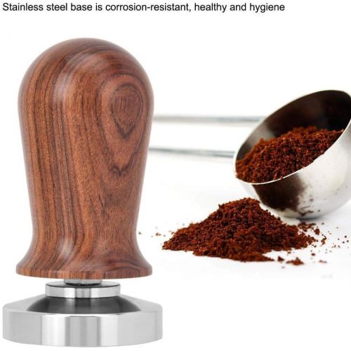  Fdit 51mm Coffee Tamper Wooden Handle Stainless Steel Flat Base Coffee Tamper Pressing Tool ((51mm))