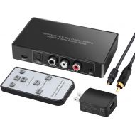 MYPIN Digital to Analog Audio Converter with Remote, 192KHz/24bit Digital Coaxial Toslink to Analog L/R RCA 3.5mm Audio with Both Toslink Cable and Coaxial Cable