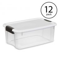 MRT SUPPLY 18 Quart Ultra Latch Storage Box with White Lid & Clear Base,12 Pack with Ebook