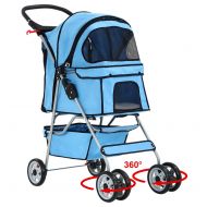 BestPet New 4 Wheels Pet Stroller Cat Dog Cage Stroller Travel Folding Carrier 04T