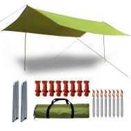 Anyoo Acenilen 6-8 Person Camping Tent Tarps, UV Protection 50+ Waterproof Tarp with Poles, Beach Sunshade Hammock Rain Fly Sun Shelters Patio Awning Lawn & Garden Canopy, Camping & Hiki