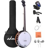 [아마존베스트]ADM 5-String Banjo 24 Bracket with Closed Solid Wood Back and Geared 5th Tuner, Banjoe Beginner Kit with Gift Package 1