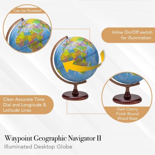  Waypoint Geographic Navigator II Illuminated Desktop Globe, 12