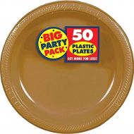 Big Party Pack 50 Count Plastic Dessert Plates, 50 Pieces, Made from Plastic, Celebration, 7 Inches by Amscan