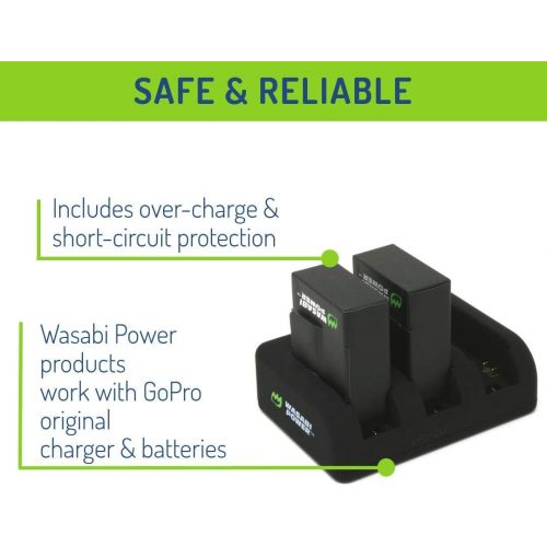 Wasabi Power Battery (2-Pack, 1280mAh) and Triple USB Charger for GoPro HERO3, HERO3+