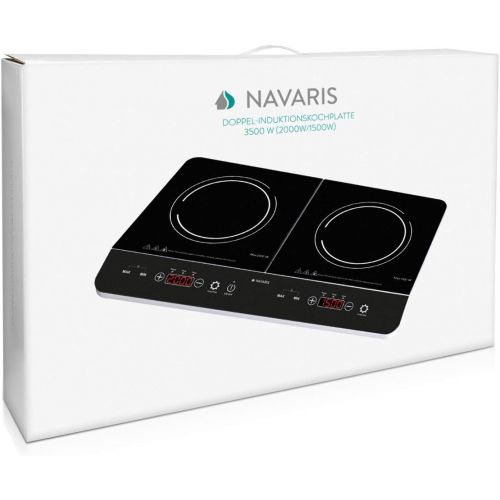  [아마존베스트]Navaris Double Induction Hob 3500 Watt 2 Hobs with Timer Touch Display Pot Detection Induction Hob Portable