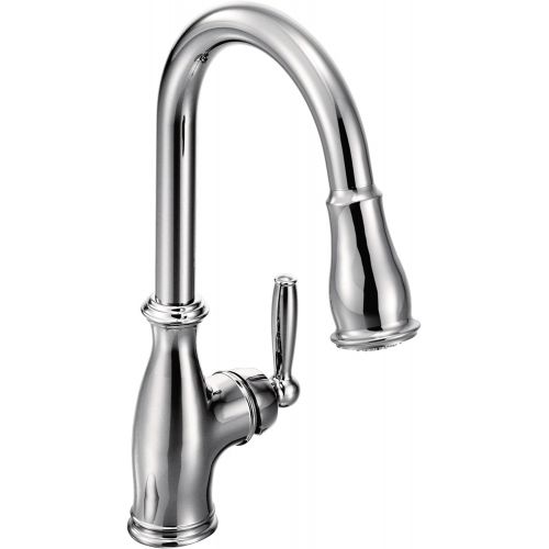  Moen 7185C Brantford One-Handle Pulldown Kitchen Faucet Featuring Power Boost and Reflex, Chrome