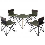 Giantex Portable Folding Camping Table Chairs Set Outdoor Patio Camp Beach Picnic with Cup Holder & Carrying Bag (Green)