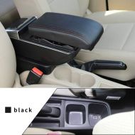Maite Car Armrest Box Cover Center Console Armrest Box Oversized Storage Space Built-in LED Light, Removable Ashtray with Water Cup Holder for Honda FIT 2008-2013 Black