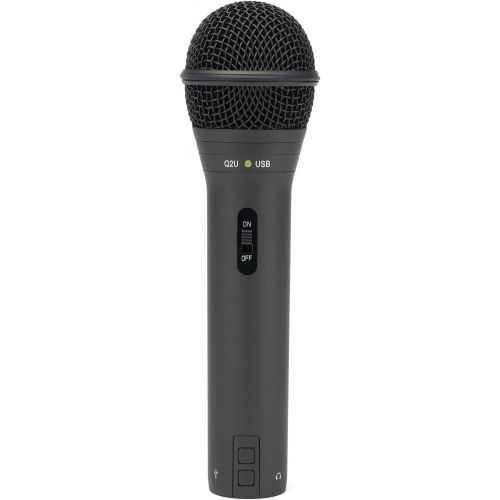  Samson Q2U Black Handheld Dynamic USB Microphone with Knox Boom Arm and Pop Filter