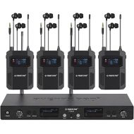 Phenyx Pro UHF Wireless in Ear Monitor System, Mono 2-Channel IEM, Metal Stage Monitor w/ 2x50 Frequencies, 164ft Long Coverage, Rack Mount Kit,for Studio/Band (4 Bodypacks)