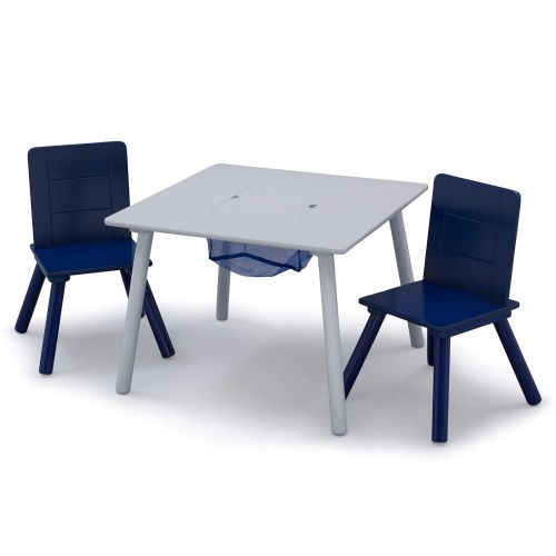  [아마존베스트]Delta Children Kids Table and Chair Set with Storage (2 Chairs Included) - Ideal for Arts & Crafts, Snack Time, Homeschooling, Homework & More, Grey/Blue