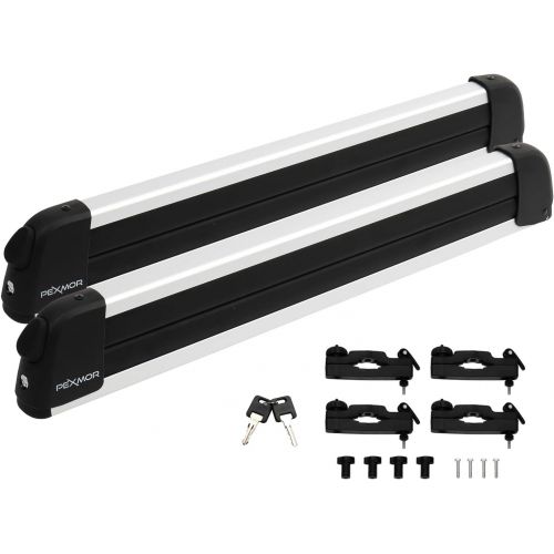  Bonnlo 23 Universal Ski Snowboard Car Racks Fits for 2 Pairs Skis / 1 Snowboards, Aviation Aluminum Lockable Ski Roof Carrier Fit Most Vehicles Equipped Cross Bars