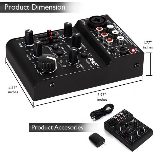  [아마존베스트]Pyle USB Audio Mixer DJ Controller - 3 Channel USB Mixer Sound Audio Recording Interface with XLR and 3.5 mm Microphone Jack-PAD15MXU