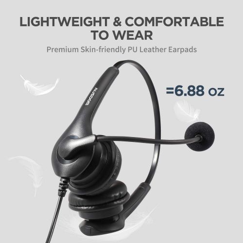  USB and 3.5mm Computer Headset with Noise Cancelling Microphone, AUSDOM BS01 Wired Phone Headset Crystal Clear with Volume Control for Voice Calls Skype Webinars Zoom Meeting PC La