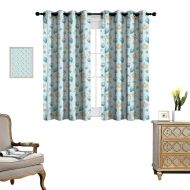 Homehot homehot Baby Window Curtain Drape Infant Head with Balloons Pacifiers and Milk Bottles Newborn Inspired Decorative Curtains for Living Room Baby Blue Turquoise Tan