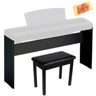 Yamaha L-85B Furniture Stand for P-35, P-45, P-85, P-95, P-105, P-115 Digital Piano - Black Bundle with Furniture Bench and Austin Bazaar Polishing Cloth