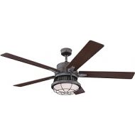 Westinghouse Lighting 7220400 Chambers 60-Inch Distressed Aluminum Indoor, Dimmable LED Light Kit, Opal Frosted Glass, Removable Cage, Remote Control Ceiling Fan