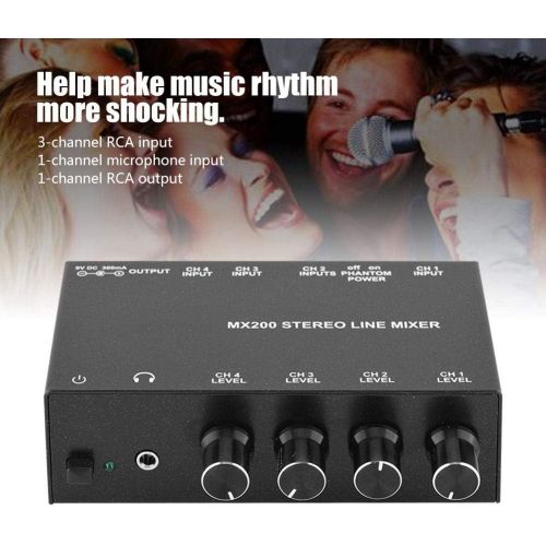  [아마존베스트]ASHATA 4-Channel DJ Mixer Mixer, High Gain Mini Karaoke Mixer 4-Channel Line Mixer 3RCA Input + 1RCA Output, Portable Noise Cancelling Stereo Sound Mixer DJ Mixer for TV/Phone/MP3/