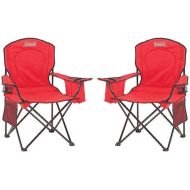 Coleman Oversized Quad Chair with Cooler Pouch (Red/Set of 2)