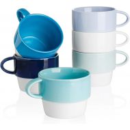 [아마존베스트]Sweese 411.003 Porcelain Cappuccino Cups - Stackable Coffee Cups - 6 Ounce for Specialty Coffee Drinks, Cappuccino, Mocha and Tea - Set of 6, Cool Assorted Colors