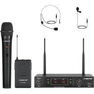 Phenyx Pro Wireless Microphone System, VHF Wireless Mic Set with Handheld Microphone/Bodypack/Headset/Lapel Mics, Stable Signal, Cordless Mic for Singing, Karaoke, Church, DJ (PTV-1B)