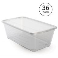 MRT SUPPLY 5.5 Quart Protective Clear Plastic Storage Shoe Box w/Lid | 36 Pack with Ebook