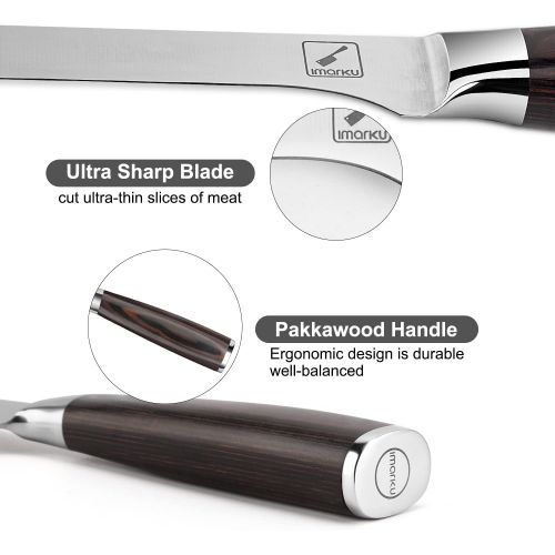  Boning Knife, imarku German High Carbon Stainless Steel Professional Grade Boning Fillet Knife, 6 Inch Professional Boning Knife, Pakkawood Handle for Meat and Poultry