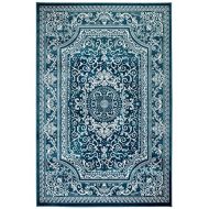 SUMMIT BY WHITE MOUNTAIN Summit Elite S62 Blue White Rug Antuque Style Tone on Tone (22 INCH X 7 Foot Long Hall Way Runner)