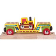 Bigjigs Rail Wooden Bulldozer Low Loader - Most Other Major Wooden Rail Brands are Compatible