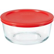 Pyrex Simply Store 4-Cup Single Glass Food Storage Container with Lid, Non-Pourous Glass Round Meal Prep Container with Lid, BPA-Free Lid, Dishwasher, Microwave, Oven and Freezer Safe
