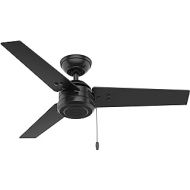 HUNTER 50260 Cassius Outdoor Ceiling Fan with Pull Chain, 44, Matte Black Finish