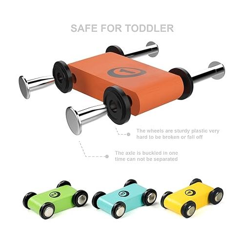  Toddler Toys for 1 2 Year Old Boy and Girl Gifts Wooden Race Track Car Ramp Racer with 4 Mini Car