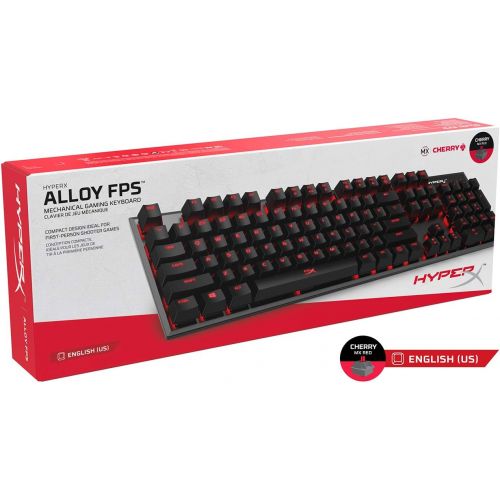  HyperX Alloy FPS - Mechanical Gaming Keyboard & Accessories - Compact Form Factor - Linear & Quiet - Cherry MX Red - Red LED Backlit (HX-KB1RD1-NA/A1)