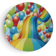IPrint 6 Birthday Decorations Many Vibrant Balloons Wavy Rainbow Ribbons Festive Celebration Mood