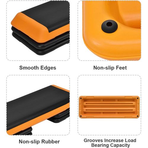  Goplus 43 Step Platform Adjustable Fitness Aerobic Stepper 4 - 6 - 8 Non-Stick Surface WRisers