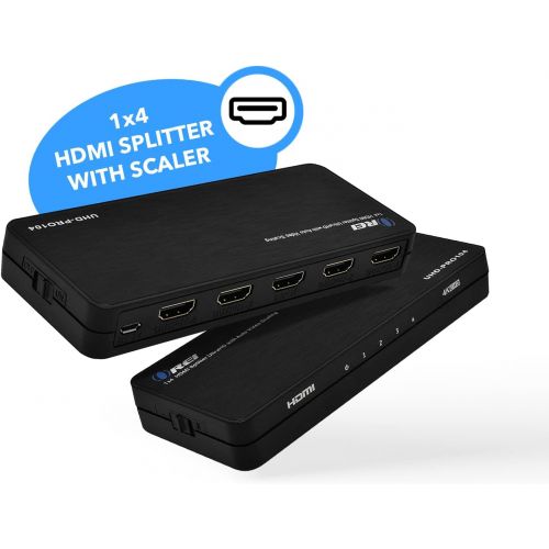  Orei 4K 1x4 HDMI Splitter Duplicater by OREI - with Down Scaler 4 Ports with Full Ultra HD, HDCP 2.2, Upto 4K at 60Hz, 1080p & 3D Supports EDID Control - UHDPRO-104, Model Number: