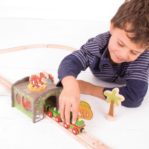  Bigjigs Rail Wooden T-Rex Tunnel - Other Major Wood Rail Brands are Compatible