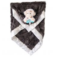 Zalamoon Luxie Pockets Blanket with RaZbuddy Marlow Monkey and Jollypop Pacifier, Baby Toddler Soft Plush Blanket with Pocket/Strap Holder, Charcoal Ivory