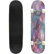 Puiuoo Dark Seamless Pattern with Stars Skateboard for Beginners Standard Skateboard for Adults Youth Kids Maple Double Kick Concave Boards Complete Skateboard 31x8